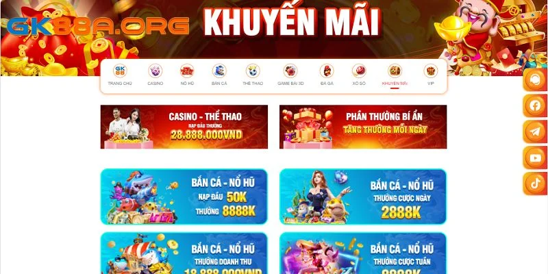 Khuyến mãi GK88- GK01 chỉ áp dụng cho sảnh Casino và Thể thao